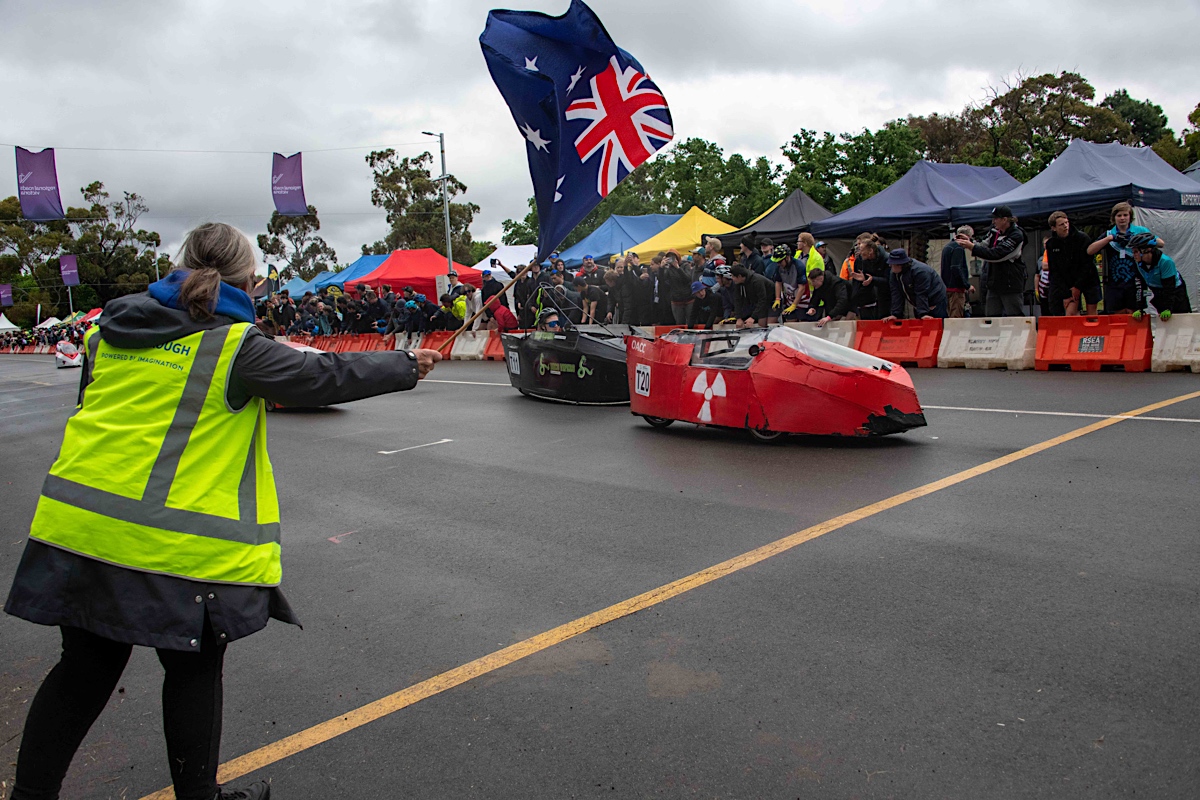 Students in the TRYathlon (Human Powered Vehicles (HPV)) participate in the endurance trial at the Energy Breakthrough - Maryborough, Victoria.