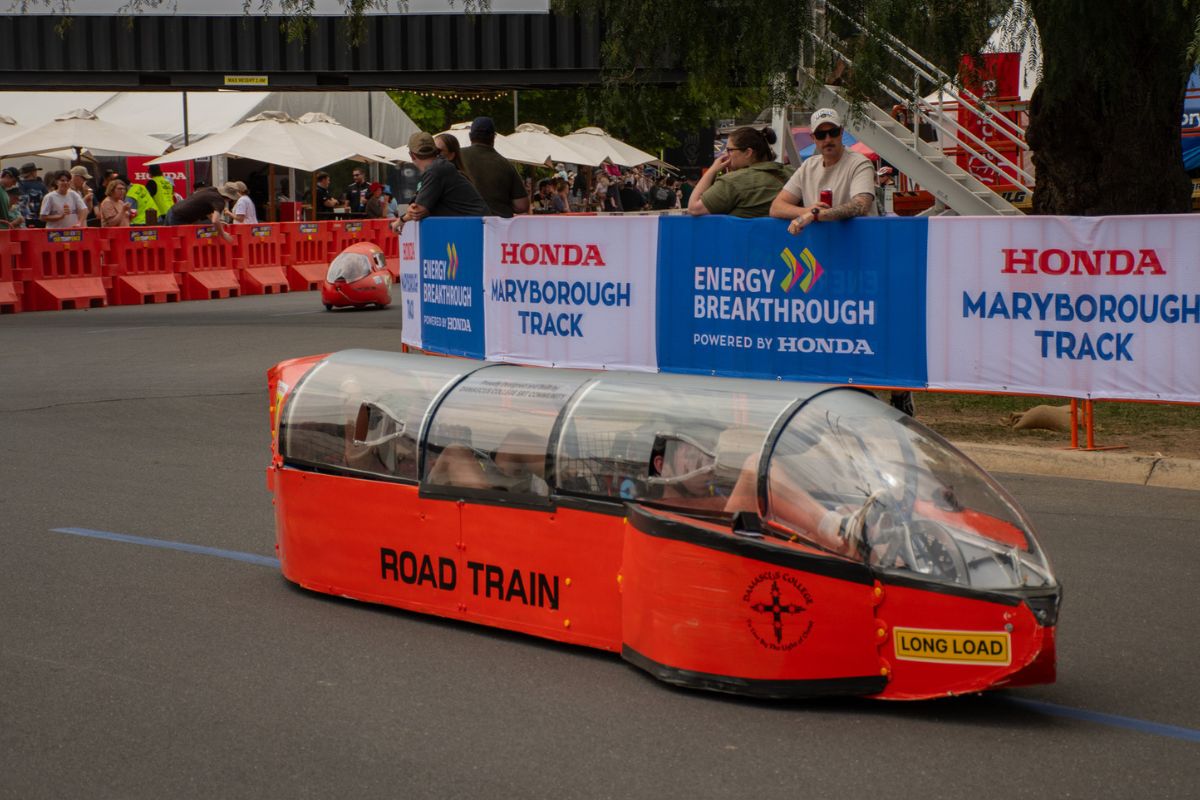 Damascus College - two seater energy efficient vehicle at Energy Breakthrough Maryborough